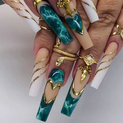 Wholesale Price Press On Nails Ballerina Medium Coffin False Nails French Tip Nails Manicure Stick On Nails Acrylic Fake Nails