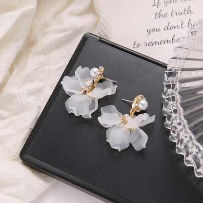 Elegant White Long Earrings Liliy of the vally Acrylic Flower Wedding Dress Earring for Women Bride Fancy Accessories Party Gift
