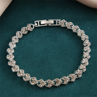 Charm Delicated Crystal Heart Tennis Bracelet for Women Rhinestone Paved Handmade Bracelet Wedding Anniversary Gift Jewelry