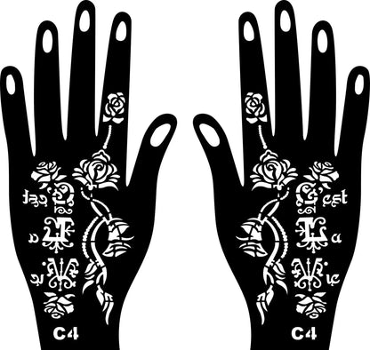 2025 New Professional Henna Stencil Temporary Hand Tattoo Body Art Sticker Template Wedding Tool Flower Tattoo Stencil