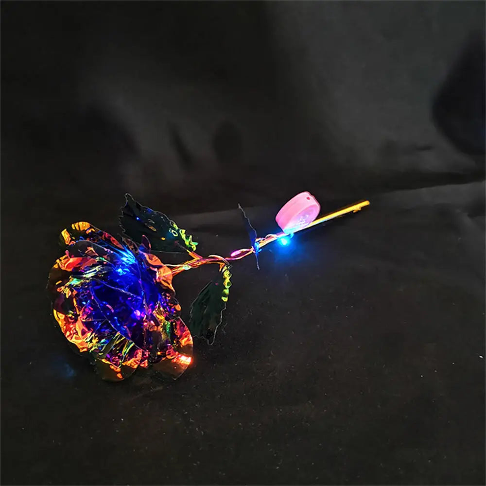 24k Eternal Rose Artificial Flowers Foil Plated Gold Rose Wedding Valentine'S Day Decoration Mother'S Day Gifts Fake Flower