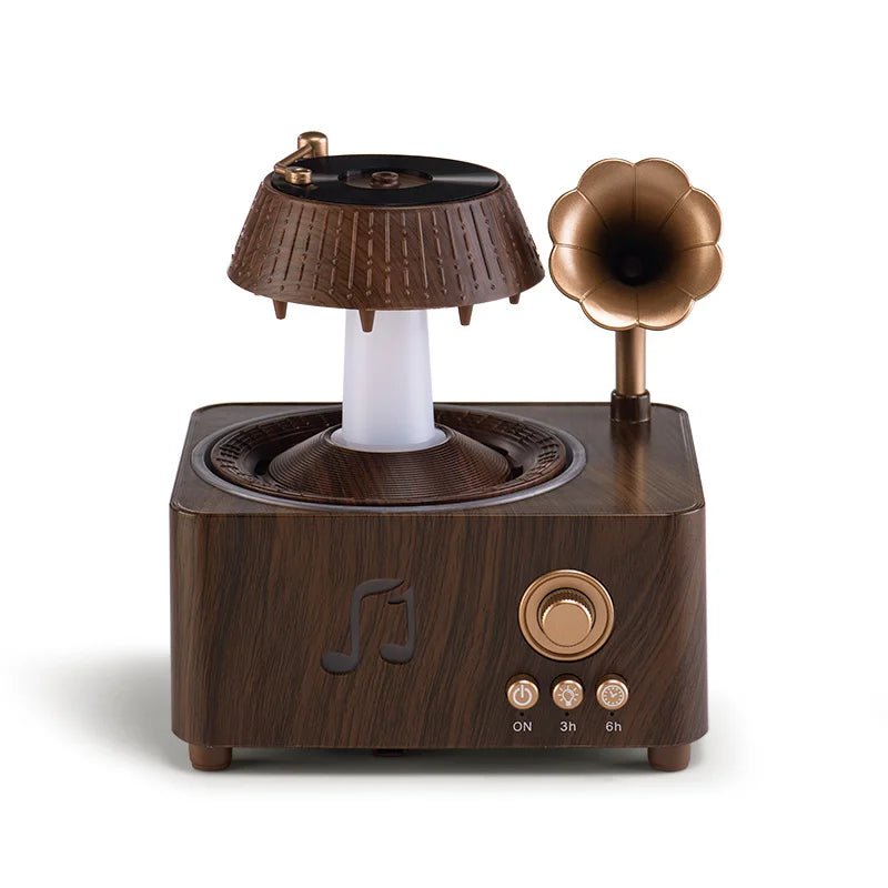 Rotating Raindrop Humidifier Retro Record Player Design Soothing White Noise Music Ideal For Home Decor And Christmas Gifts