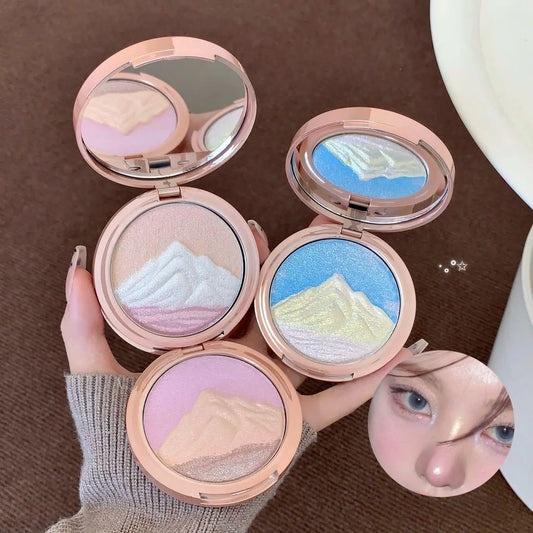 Kakashow 3 colors Sparkling highlighter Pearlescent Smooth Delicate High-Gloss Pressed Powder for Facial Brightening