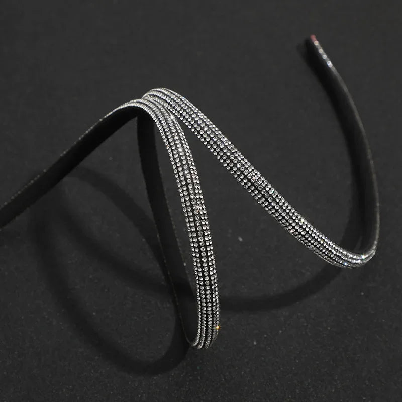 Bling Bling Rhinestone Cord Trimming Round Crystal Soft Tube Shoelace Rope Hoodies Trouser Drawstring DIY Manual Aglets 1yard