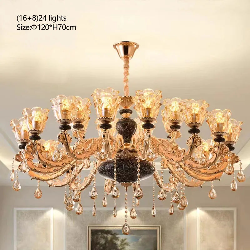 French Luxury Crystals Chandelier Living Room Bedroom Lamps Atmosphere Minimalist Ceramic Bedroom Crystal Lamp Villa Light Stair