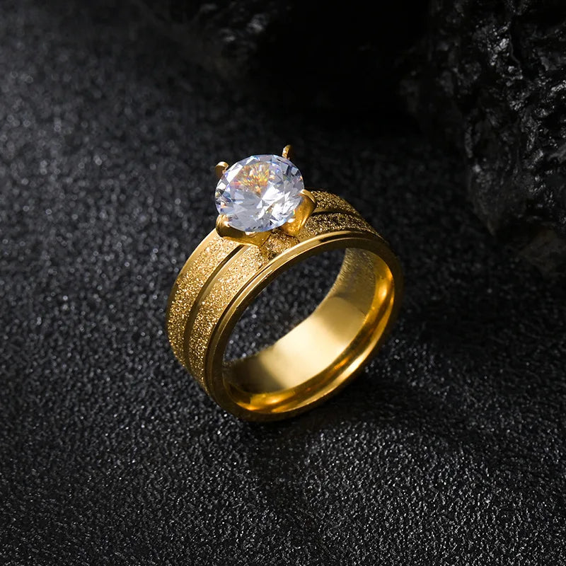 2024 Exquisite Gold Fashion Cube Zirconia Engagement Ring Women's Love Wedding Party Anniversary Celebration Bridal Jewelry Gift