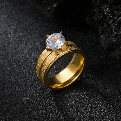 2024 Exquisite Gold Fashion Cube Zirconia Engagement Ring Women's Love Wedding Party Anniversary Celebration Bridal Jewelry Gift