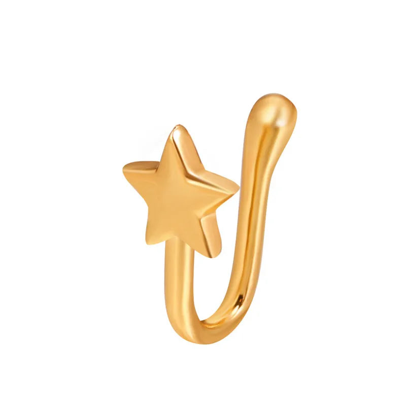 1Pc Copper Fake Piercing Nose Ring Butterfly Crown Star Heart Clip On Nose Ear Clip Cuff Earring for Women Gift Body Jewelry Nez