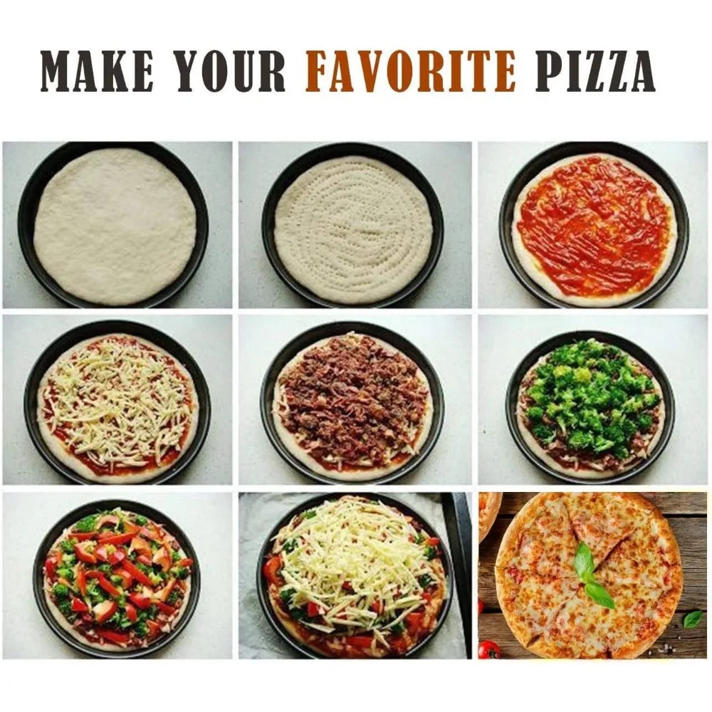 Nonstick Carbon Steel Pizza Pan Round Pizza Baking Tray with Holes for Crispy & Bubbly Home Restaurant Kitchen Baking Tools