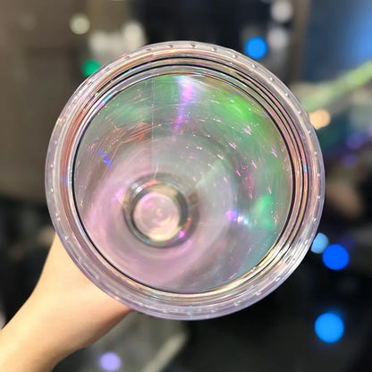 LUSQI 710ml Water Bottles With Straw Large Capacity Reusable - Creative Fish Scale Devise Plastic Drinking Cup