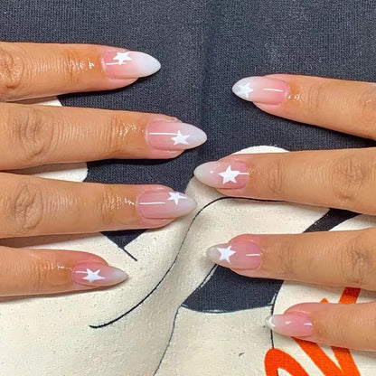24PCS stiletto false nail tips Mid-length Gradients press on nails wearable full cover fashion false fingernails patch for girls