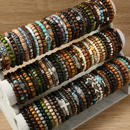 10/20/30/50Pcs/Lot Fashion Retro Elastic Men Women Bracelets Stackable Party Jewelry Gifts Randomly Shipped