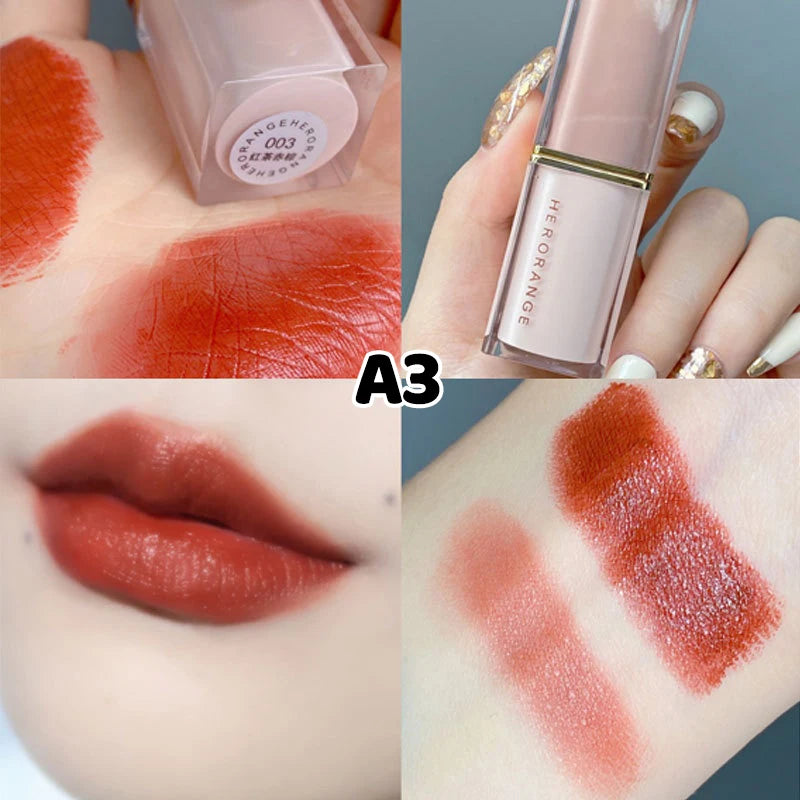 HERORANGE 1Pc Matte Lipstick Waterproof Velvet Nude Sexy Red Long Lasting Non-Stick Dry Lip Stain Makeup