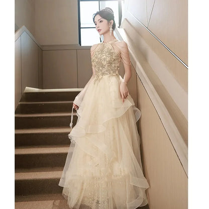New champone long sweat lady girl women princess bridesmaid banquet prom party dress gown