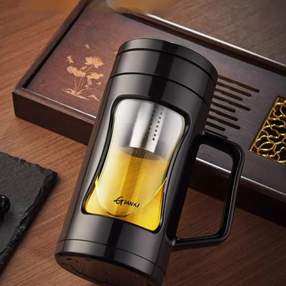 GIANXI Double Glass Water Bottle With Handle Sports Water Bottle Outdoor Travel Portable Leak Proof Drink Tea Separation Cup