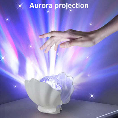 Shell Pearl Starry Sky Projection Night Light Bedroom Decoration Romantic Aurora Water Ripple Atmosphere Lamp