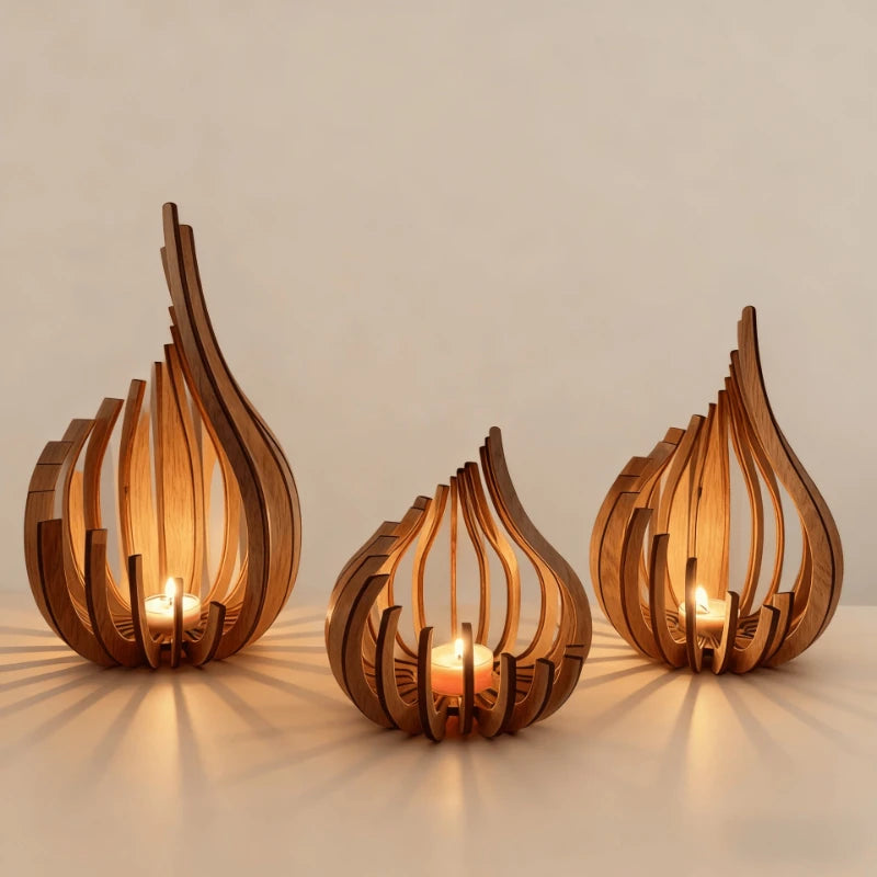 Artwork Streamline Wooden DIY Handmade Candle Holder Decoration Ornament Candle Holder, Creating A Warm Atmosphere