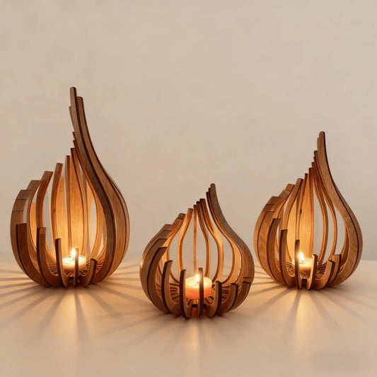Artwork Streamline Wooden DIY Handmade Candle Holder Decoration Ornament Candle Holder, Creating A Warm Atmosphere