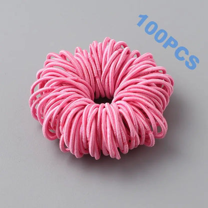 100pcs New Cute Girl Hair Bands Candy Color Elastic Rubber Band Hair Band Child Baby Headband Scrunchie Hair Tie Accessories