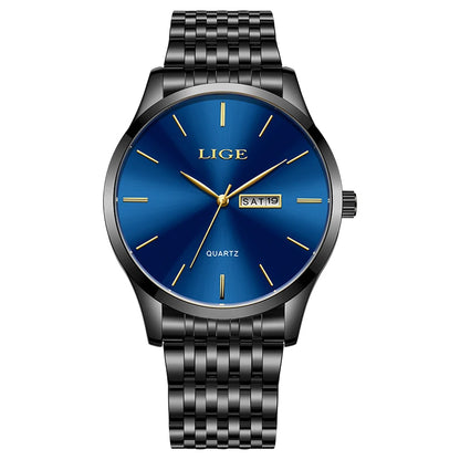 LIGE Top Brand Quartz Watches For Men Fashion Business Luxury Mens Watch Waterproof Date Steel Strap Wristwatches Reloj Hombre