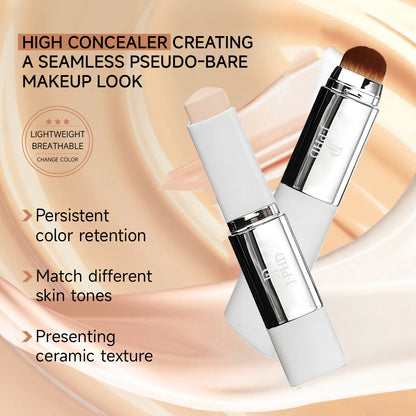 Two-in-one Brush Foundation Stick 13g, Double-head Lightweight and Smooth Concealer Foundation Lotion