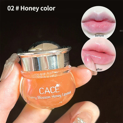 CACE Cherry Blossom Honey Lip Balm — Deeply Hydrating and Plumping, Water-Rich Glossy Finish, Non-Sticky, Long-Lasting Moisture