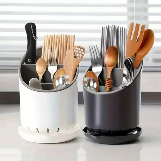 Chopstick Storage Tube with Drain Tray Tableware Organizer Kitchen Utensil Holder