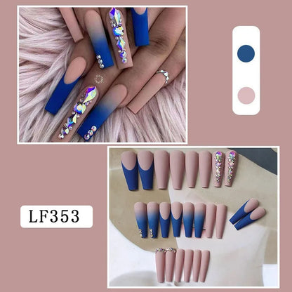 Luxury Designed Reusable Pink Nude False Nails Short Custom Acrylic Press On Nails Artificial Nails With Glue For Woman And Girl