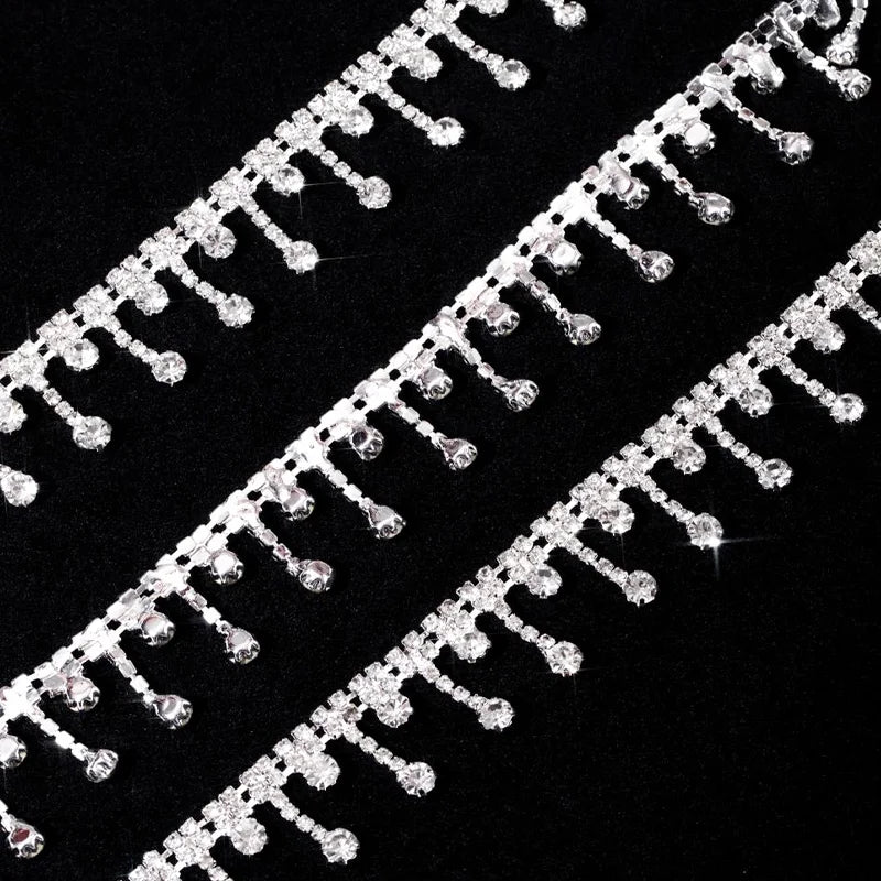 Ducrystal 40-90CMYard Glitter Crystal Pendant Trim Chain Glass Rhinestone Crystal Tassels Claw Chain DIY ,Garment,Shoes,Dress