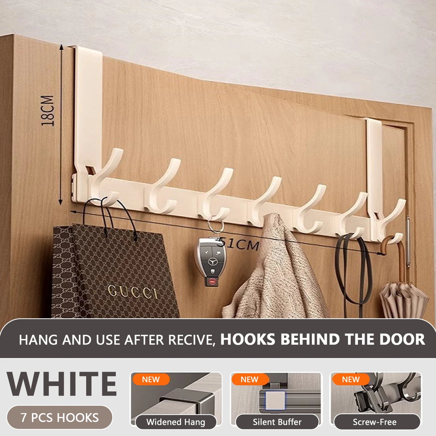 Door Behind Hooks Storage Wall Hanging Bag Clothes  Hook Punch-free Hanger Bedroom Organizer Bathroom Kitchen Accessory