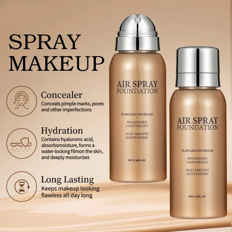 Portable Waterproof Sweat Proof Foundation Spray Fine Powder Concealer Long Lasting Brightening Makeup Gift for Valentine's Day