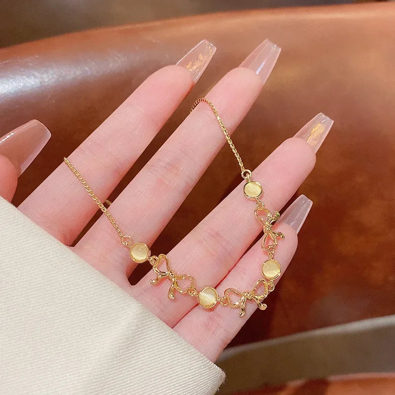 New Luxurious Geometry Square Green Crystal Bracelets Women Fashion Exquisite Butterfly Love Heart Metal Bracelets Set Jewelry