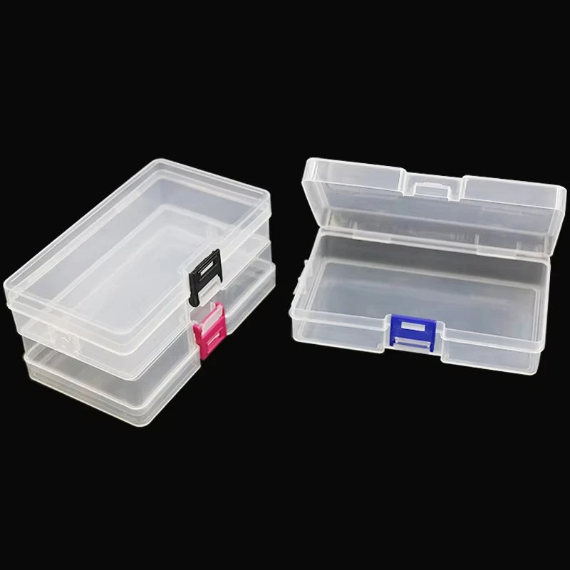 Clear Plastic Jewelry Storage Box Organizer - Empty Rectangle Container for Earrings Beads Rings - 14.6x8.5x3.5cm Portable Case