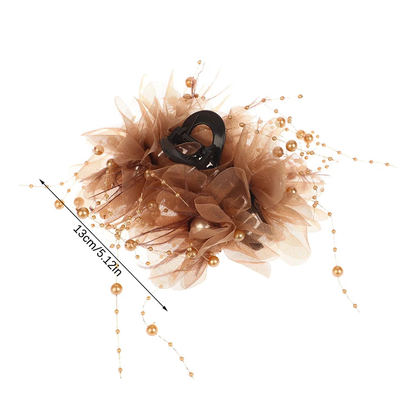 1PC Fashion Feather Butterfly Flower Pearl Tassel Hair Clip Women Shark Ponytail Clip Headdress Hair Accessories