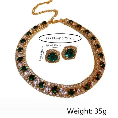 Women's Rhinestone Decorated Necklace & EarringsTrendy Jewelry Set Fashionable Accessories for Party & Daily Clothing Decor