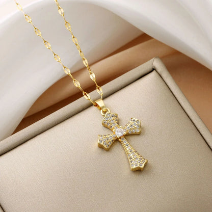 New Cross Clavicle Chain Retro Necklace Gift Jewelry Fashion Simple Pendant Holiday Decoration Clothing Accessories