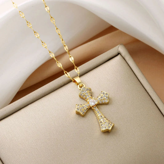 New Cross Clavicle Chain Retro Necklace Gift Jewelry Fashion Simple Pendant Holiday Decoration Clothing Accessories