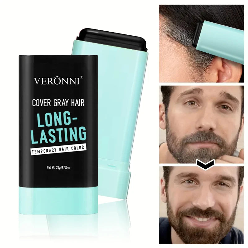20g Portable Touch-Up Hair Stick,Temporary Hair Dye Stick - Quick Gray Coverage With Applicator Brush,Lasting Beard Color Sticks