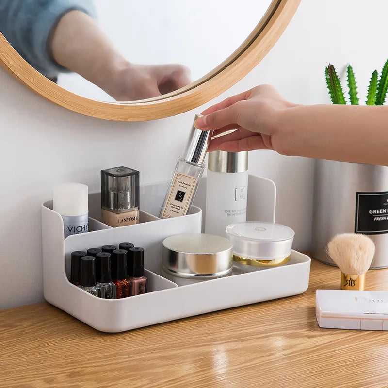 Cosmetic Storage Box - Plastic Vanity Organizer with Skincare Shelf, Perfect for Skincare Products,Space-Saving Beauty Holder