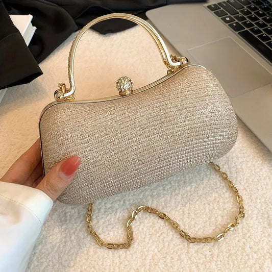 Shiny Mini Evening Bag Rhinestone Decor Chain Purse Luxury Glitter Banquet Handbag Perfect for Party Wedding Prom Dinner Banquet