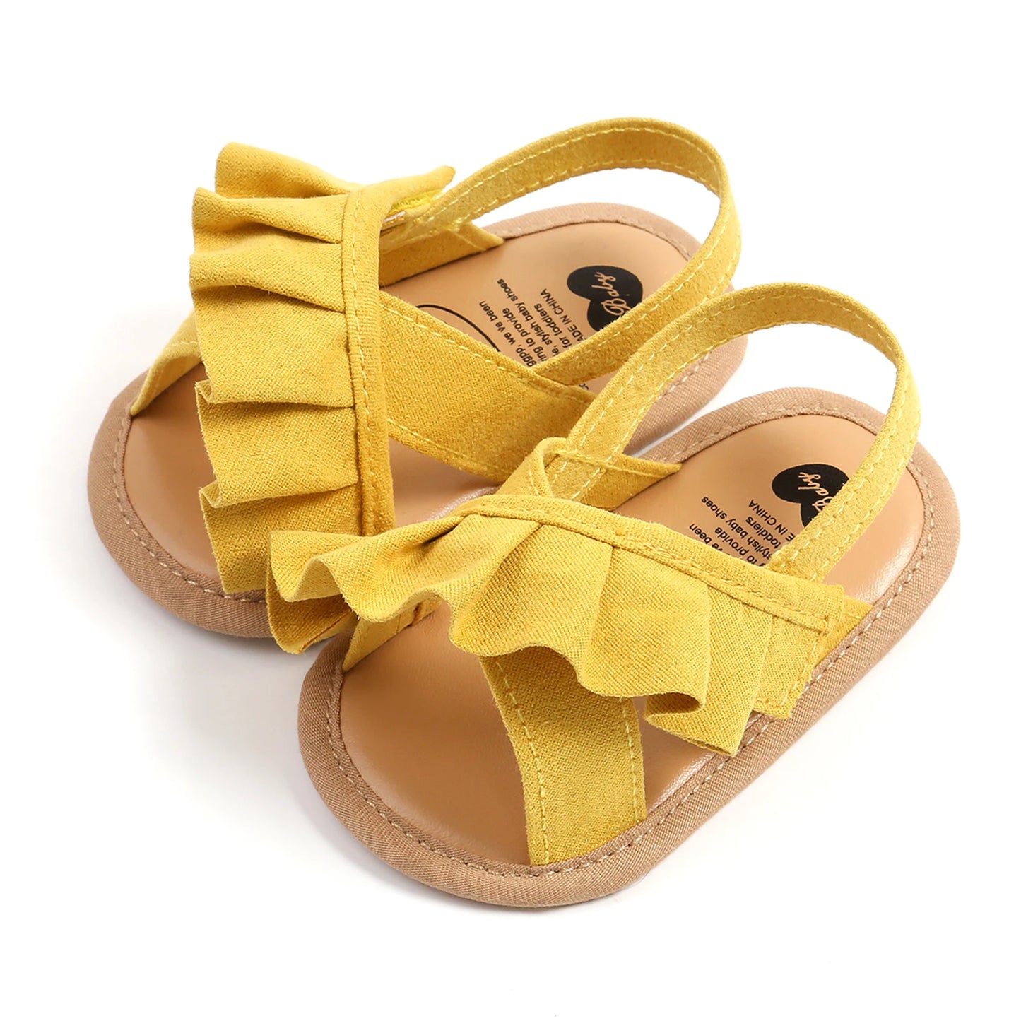 pudcoco Baby Girl Summer Sandals, Cute Ruffle Flats Non-Slip Soft Sole Infant First Walkers