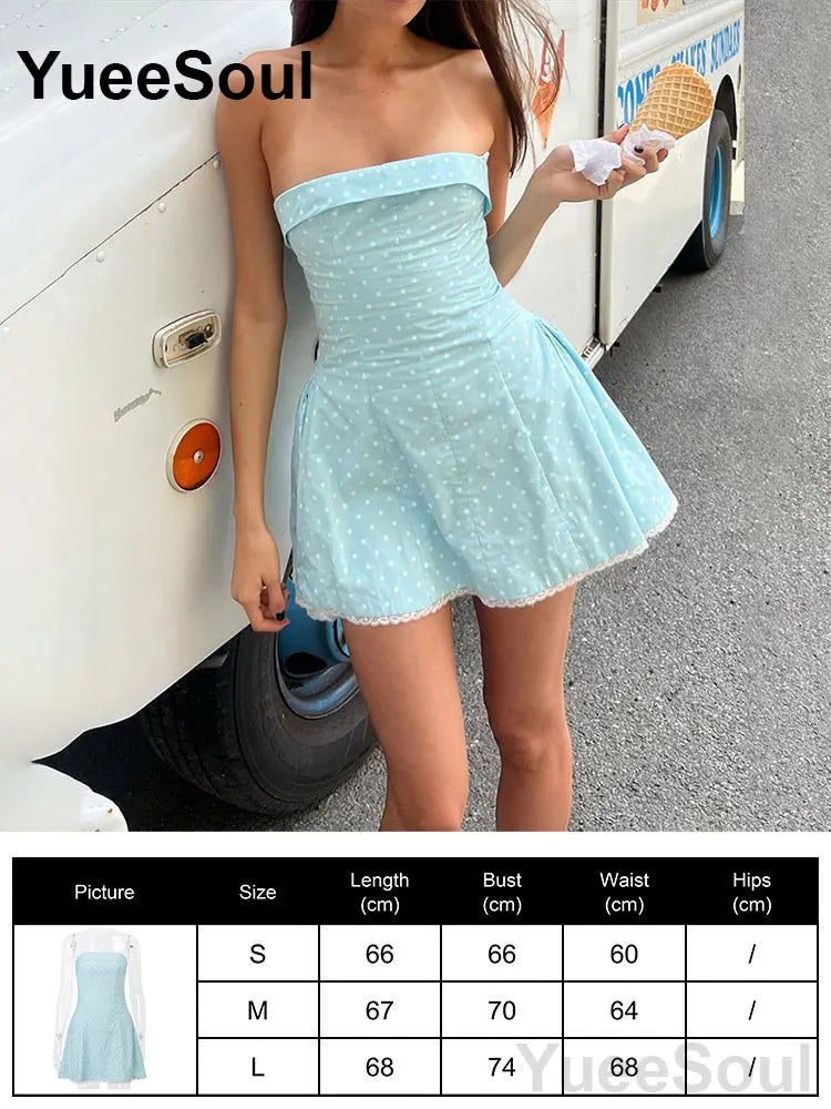 Blue Mini Dress Summer Sleeveless Slim Sexy Women Dresses 2025 New Sweet Cute Evening Party Casual High Street Y2K Dress