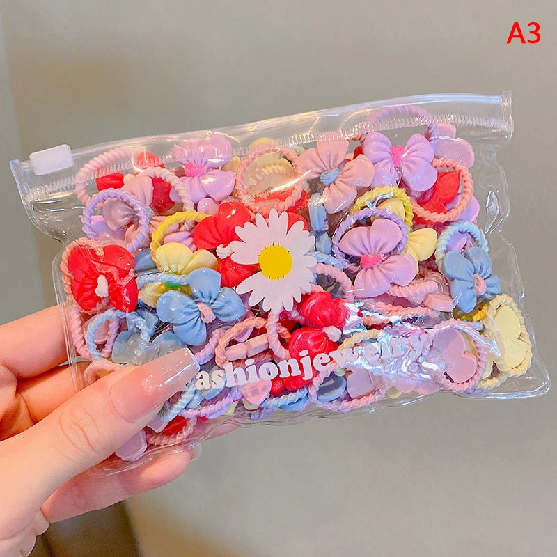 20Pcs Cute Rubber Bands For Children Does Not Hurt The Hair Elastic Good Girl Baby Head Rope Small Tie Hair Chirp Headdress