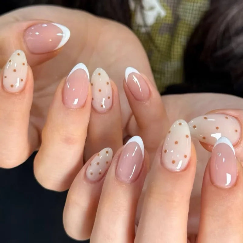 24PCS stiletto false nail tips Mid-length Gradients press on nails wearable full cover fashion false fingernails patch for girls