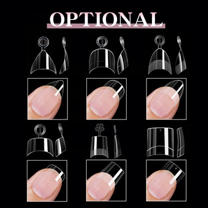 600pcs Ultra Short French False Nails Acrylic Nail Pieces Almond Square Traceless Half Pack Scrub False Nails Girls Beauty Tools