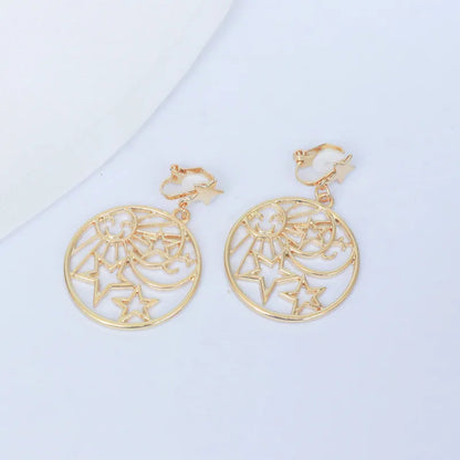Korean Temperament Gold Color Butterfly Earrings Fashion Simple Hollow Out Geometric Clip on Earrings for Women Without Piercing