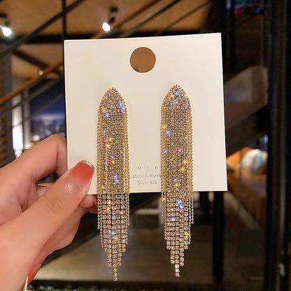 2023 New Fashion Trend Unique Design Delicate Elegant Green Zircon Tassel Earrings Women High Jewelry Wedding Party Gifts