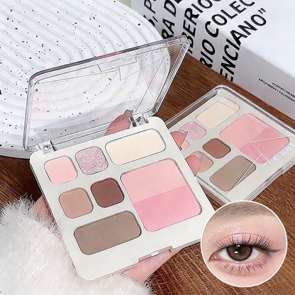 8 Color Pink Brown Eyeshadow Blush Palette Matte Beige Highlighter Gray Earth Tone Contour Cheek Rouge Multifunctional Cosmetic