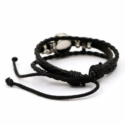 2pcs/set Sun and Moon Lovers Leather Bracelet Punk Multi-Layered Beaded Braided Adjustable Bracelet Set For Couple Jewelry