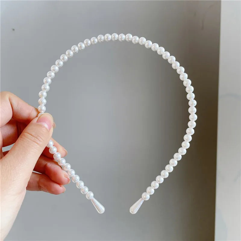 VAGZEB Fashion Full Pearl Hairbands Elastic Flower Women Hair Hoop Bands Headband Bezel Girls Hair Accessories Headdress